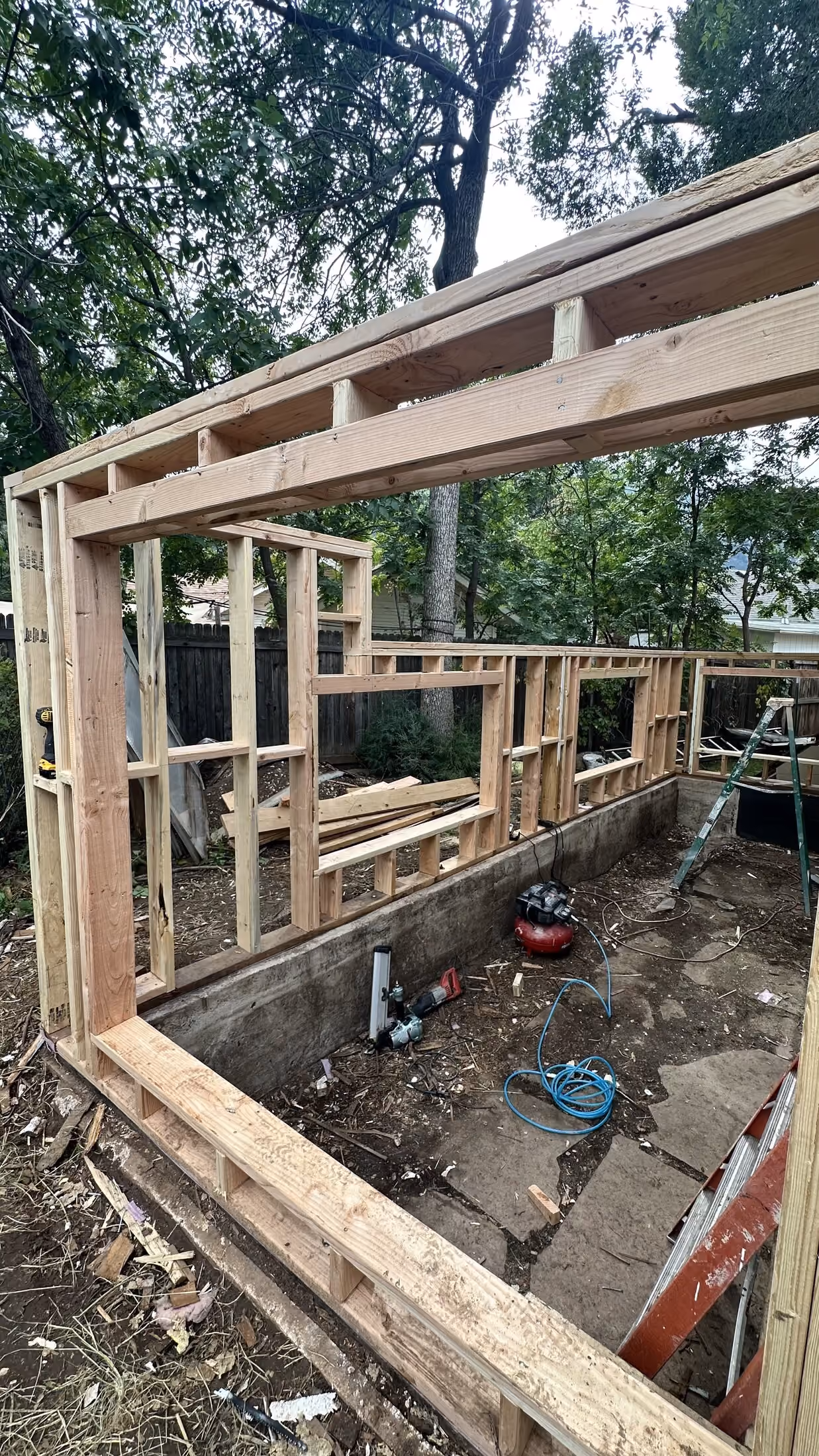 New exterior wall framing for the Manitou Springs addition
